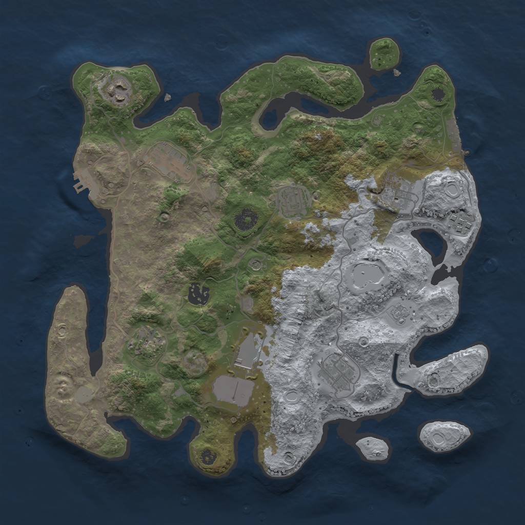 Rust Map: Procedural Map, Size: 3500, Seed: 81846816, 16 Monuments