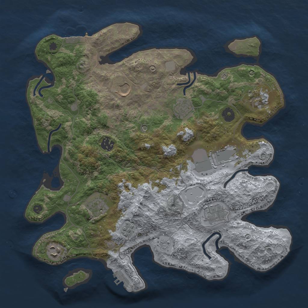 Rust Map: Procedural Map, Size: 3500, Seed: 141414, 16 Monuments