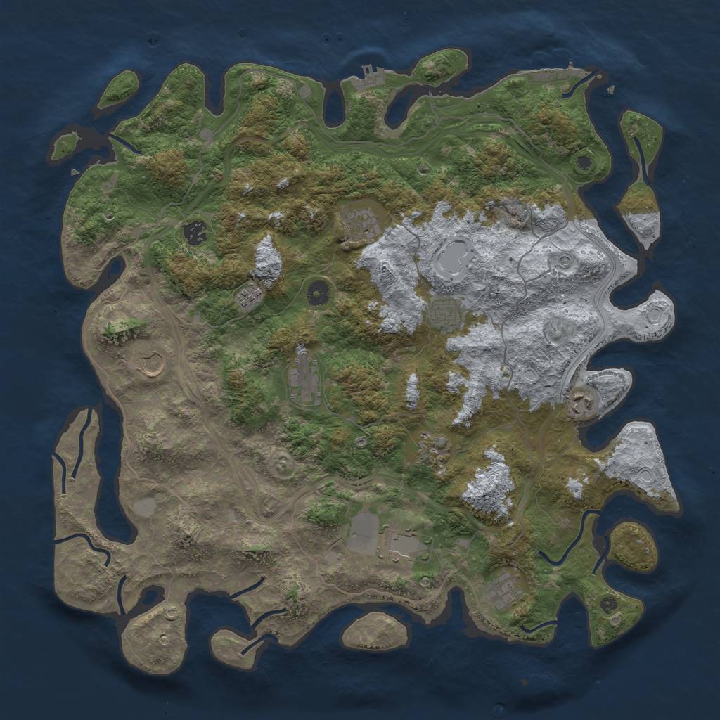 Rust Map: Procedural Map, Size: 4500, Seed: 1492791412, 16 Monuments
