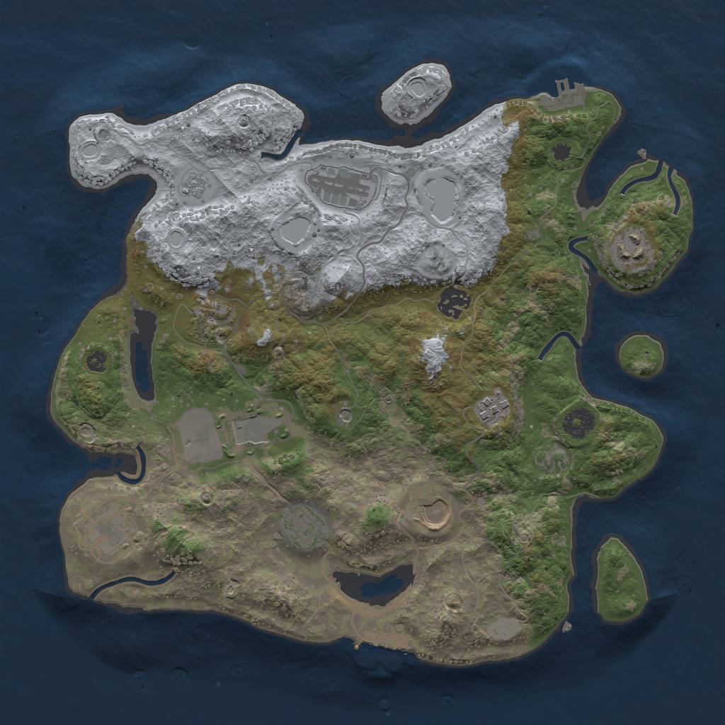 Rust Map: Procedural Map, Size: 3500, Seed: 491522531, 16 Monuments