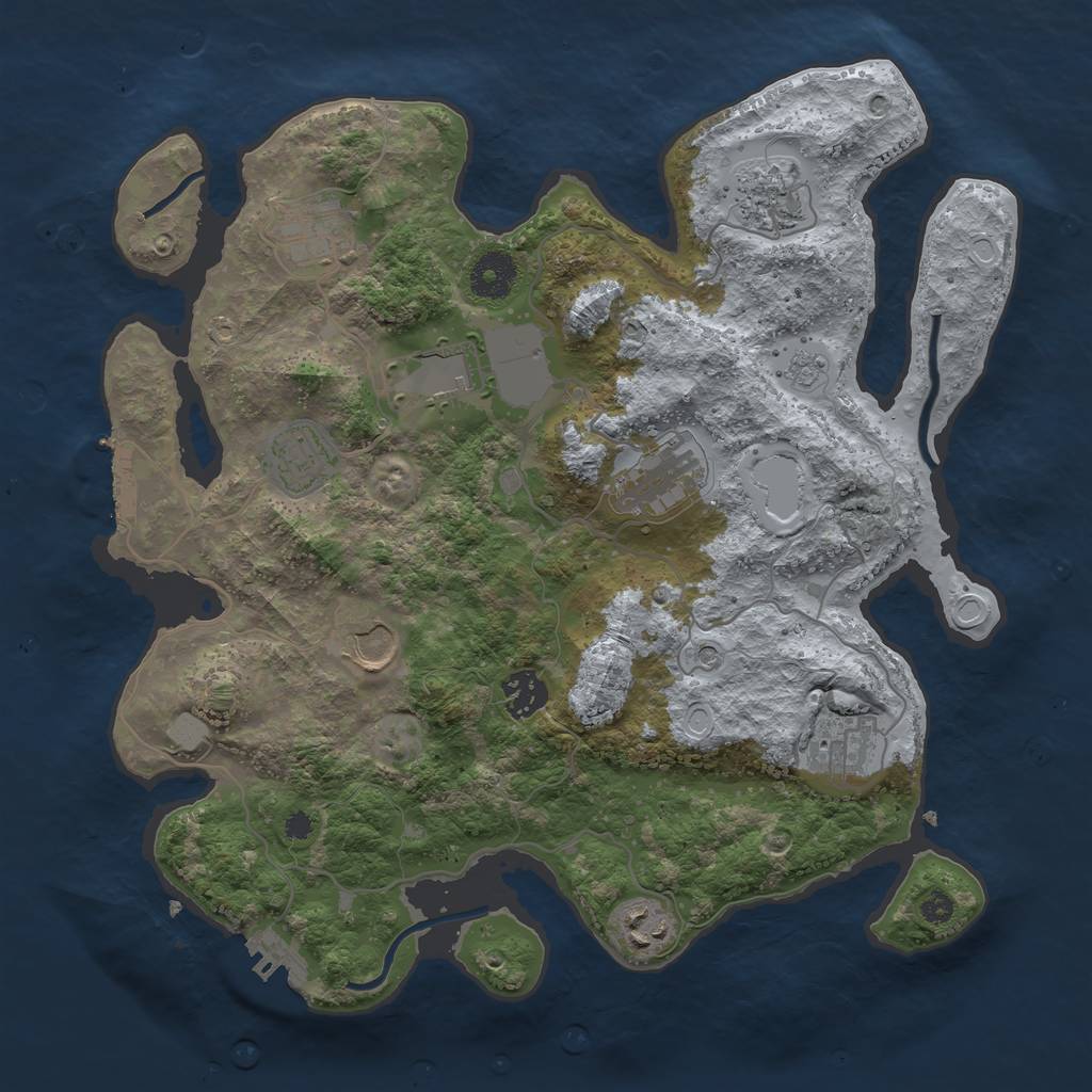 Rust Map: Procedural Map, Size: 3500, Seed: 135663, 16 Monuments