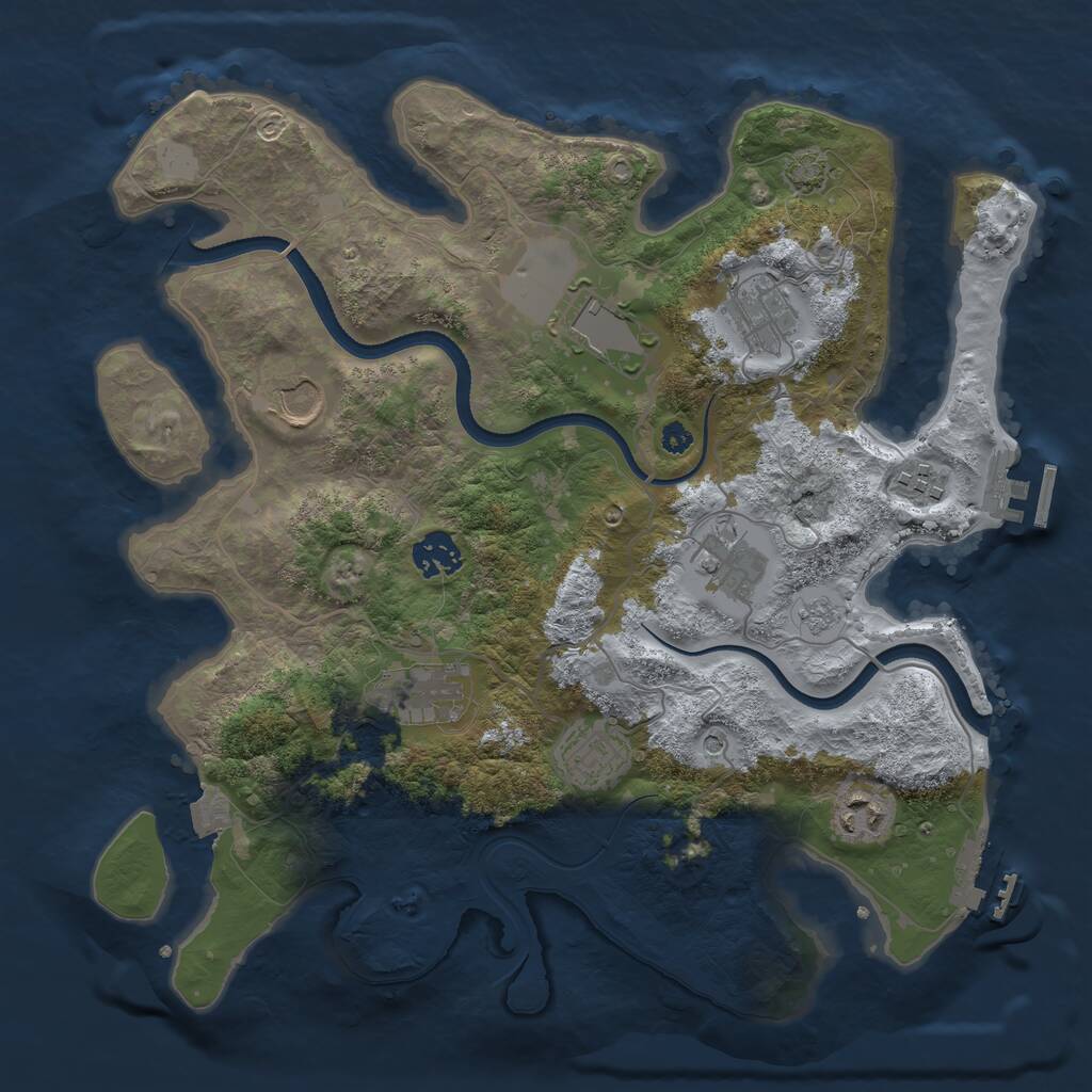 Rust Map: Procedural Map, Size: 3500, Seed: 2098346550, 15 Monuments