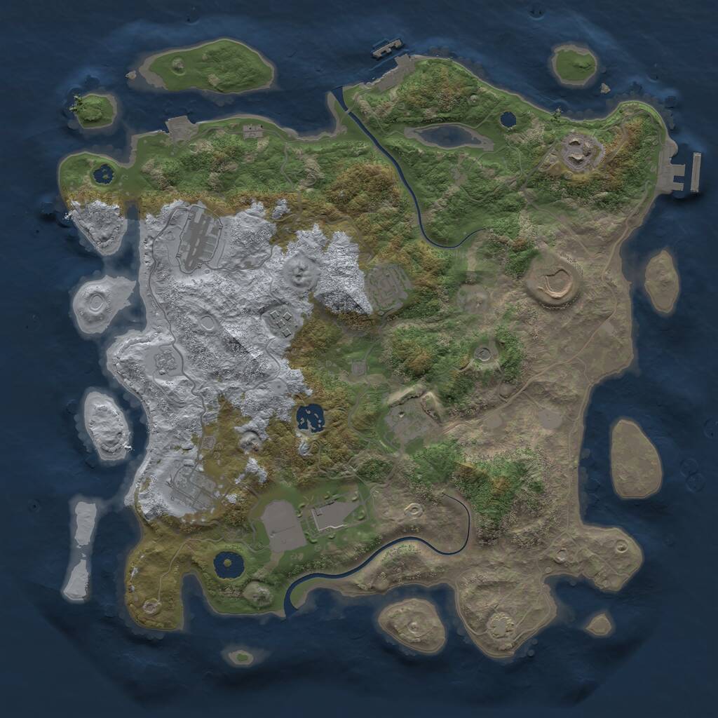 Rust Map: Procedural Map, Size: 3700, Seed: 279976219, 15 Monuments