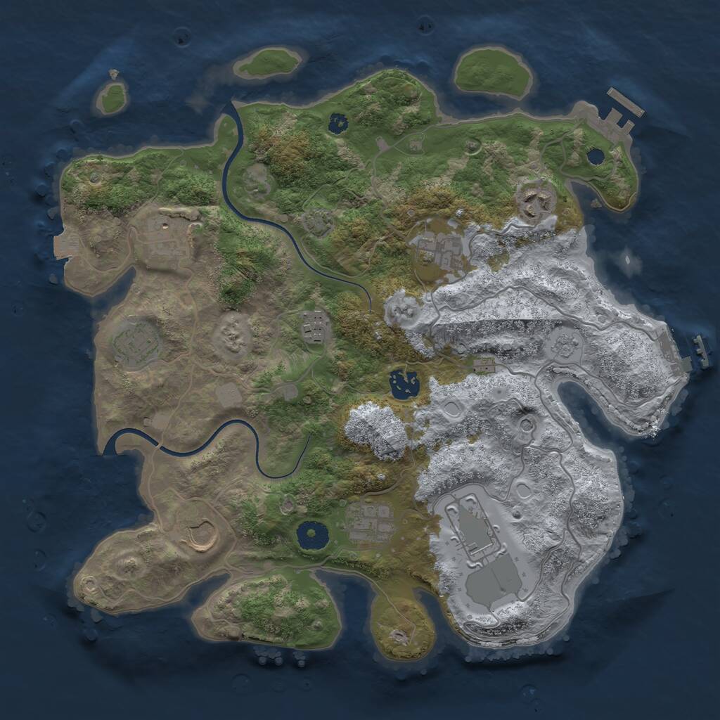 Rust Map: Procedural Map, Size: 3500, Seed: 997781544, 15 Monuments