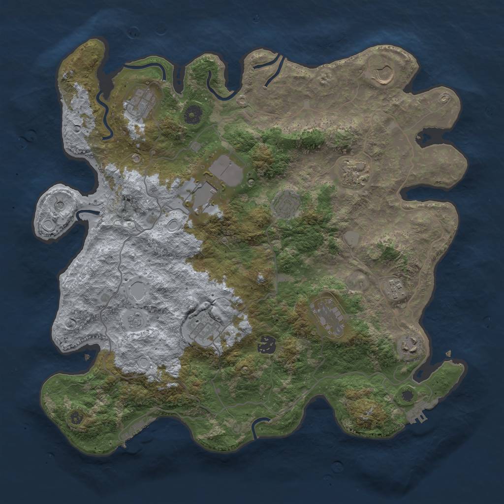 Rust Map: Procedural Map, Size: 4000, Seed: 1981724449, 17 Monuments