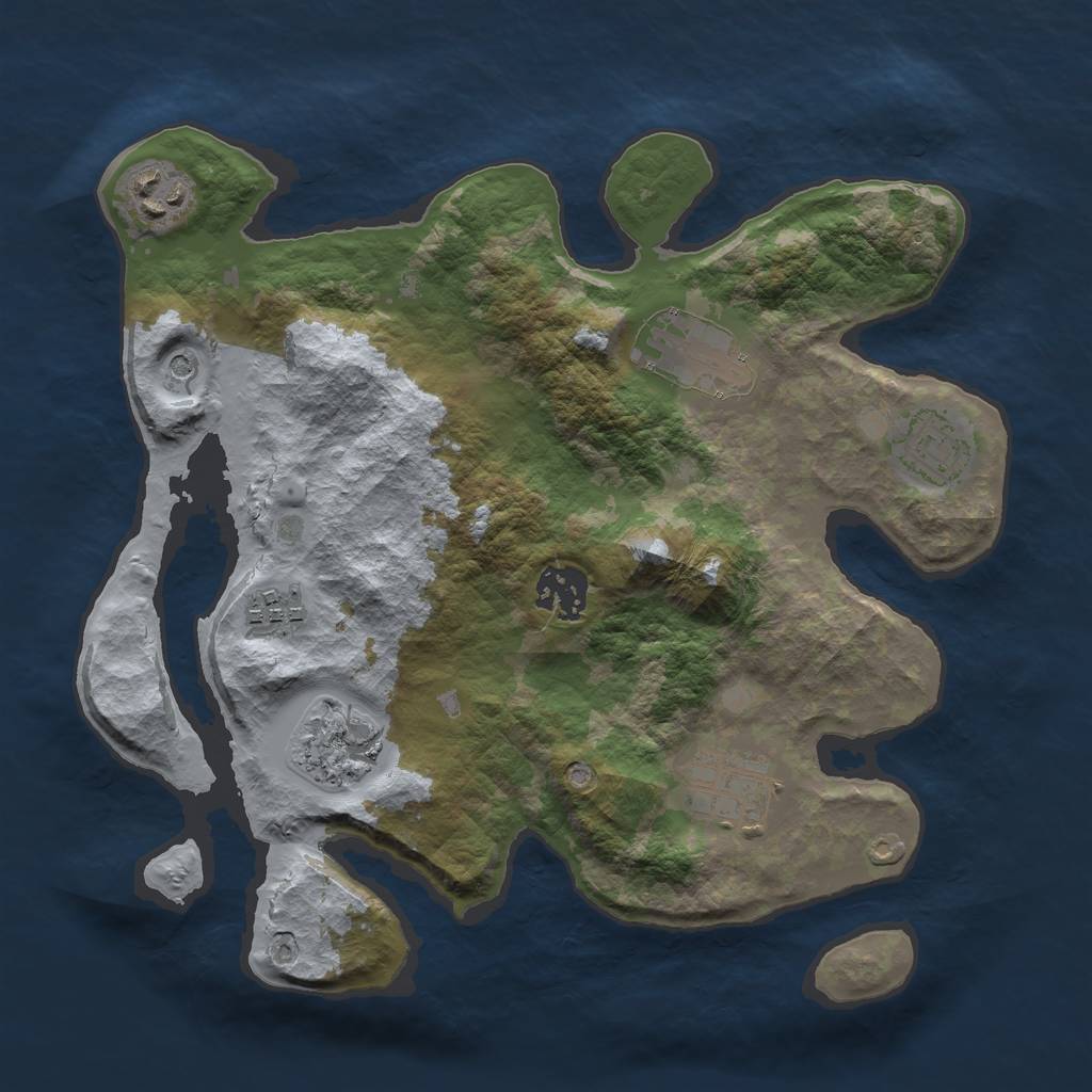 Rust Map: Barren, Size: 3000, Seed: 918179787, 10 Monuments