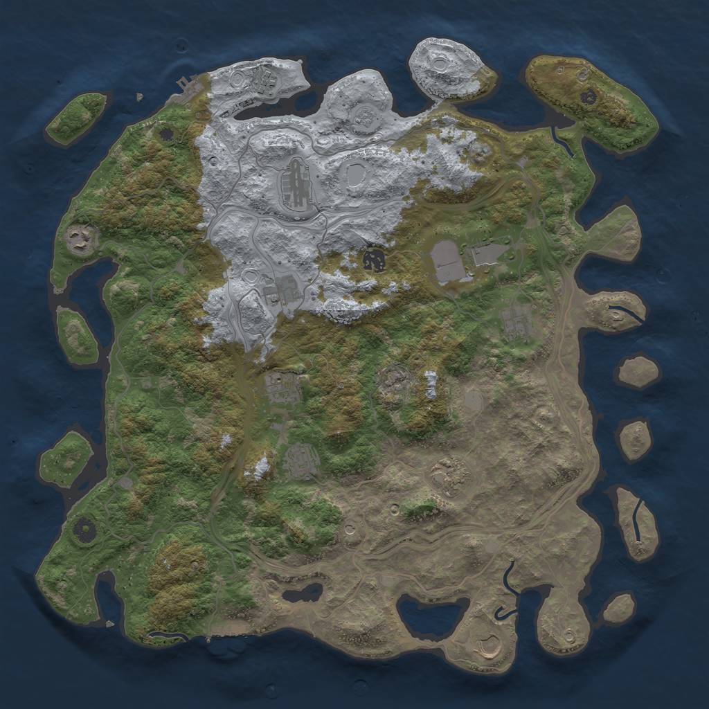 Rust Map: Procedural Map, Size: 4500, Seed: 1324064034, 18 Monuments