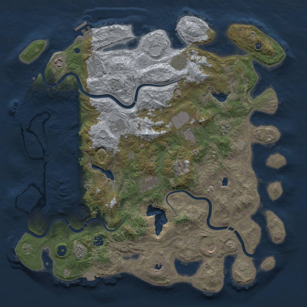 Rust Map: Procedural Map, Size: 4500, Seed: 1324064034, 16 Monuments