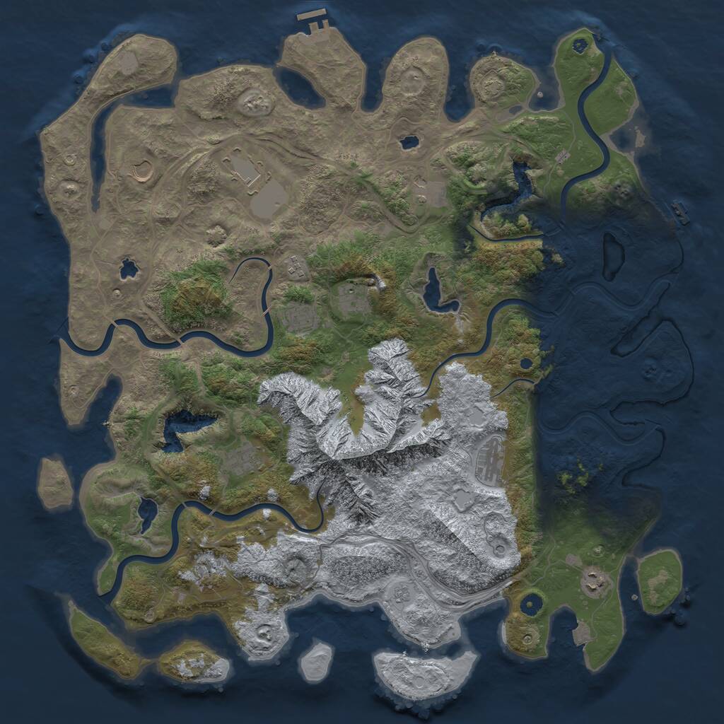 Rust Map: Procedural Map, Size: 5000, Seed: 1734613487, 16 Monuments