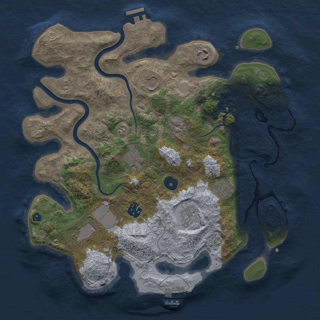Rust Map: Procedural Map, Size: 3500, Seed: 34111277, 14 Monuments