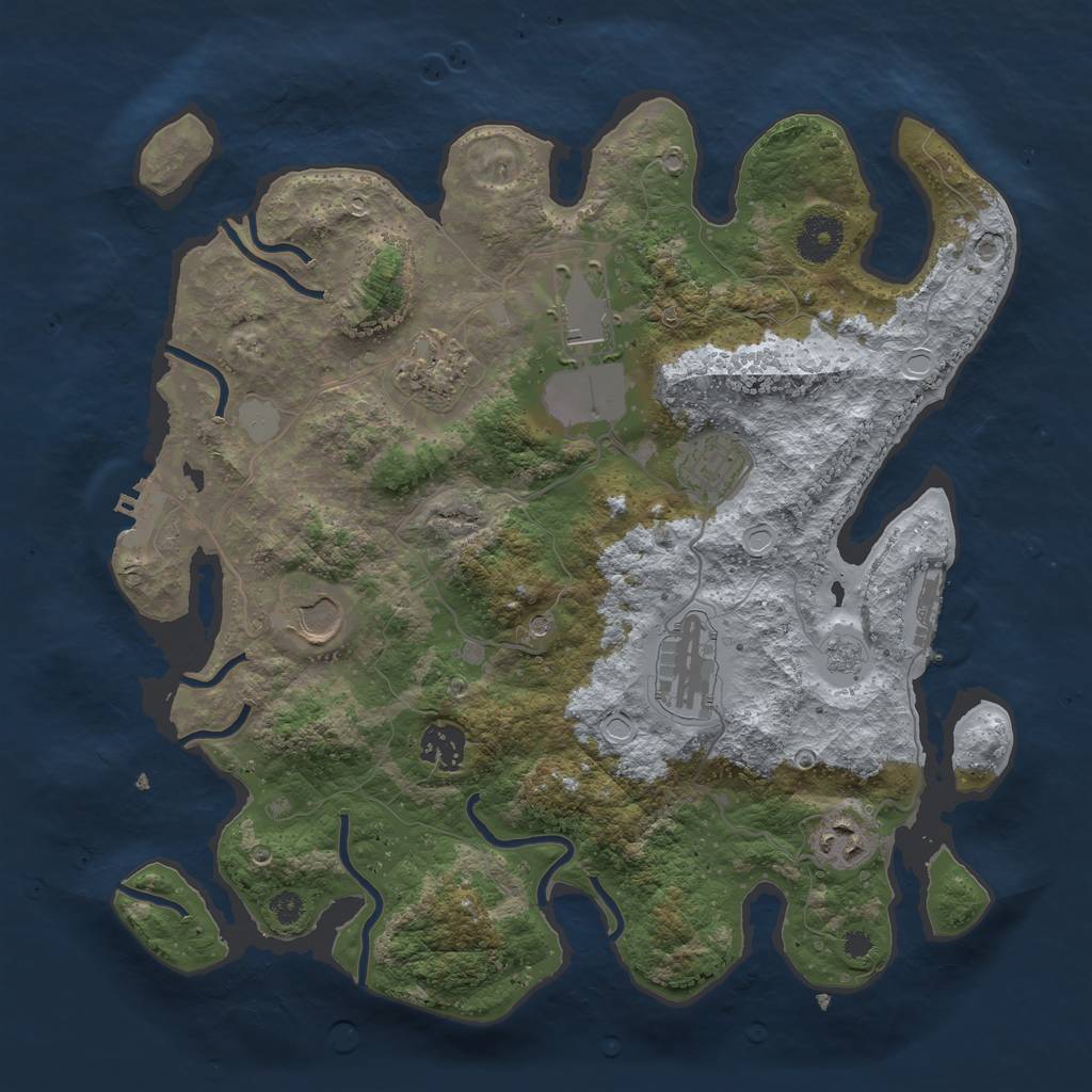 Rust Map: Procedural Map, Size: 3500, Seed: 84618076, 14 Monuments