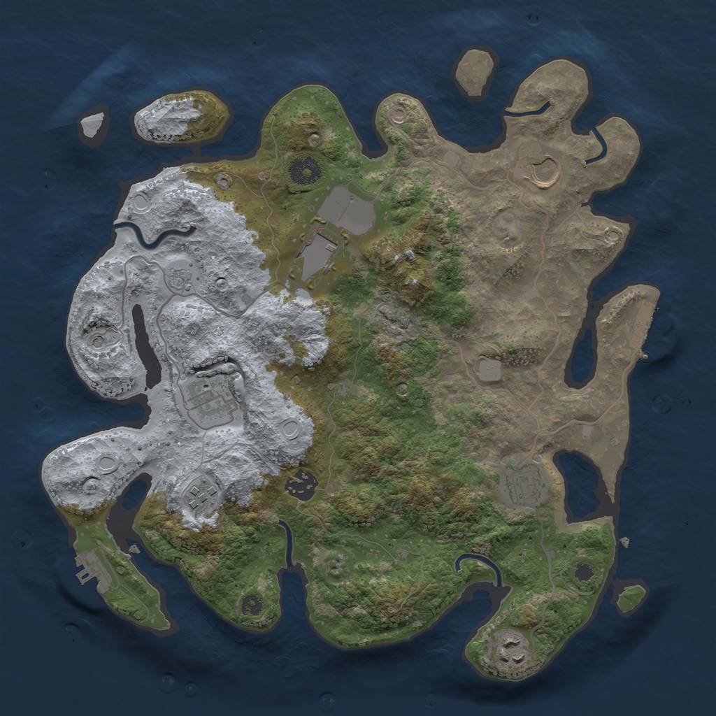 Rust Map: Procedural Map, Size: 3500, Seed: 128312945, 14 Monuments