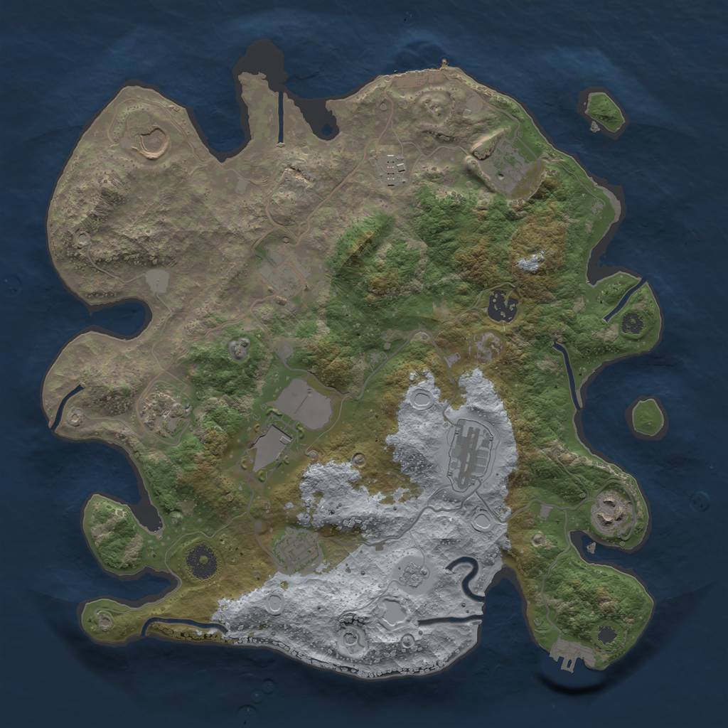 Rust Map: Procedural Map, Size: 3500, Seed: 338792862, 17 Monuments