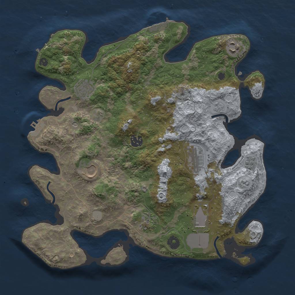 Rust Map: Procedural Map, Size: 3500, Seed: 130101, 15 Monuments
