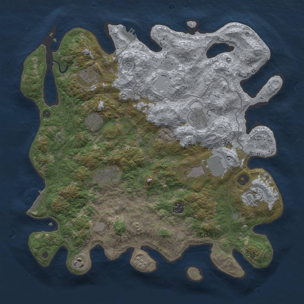 Rust Map: Procedural Map, Size: 4000, Seed: 1986633899, 16 Monuments