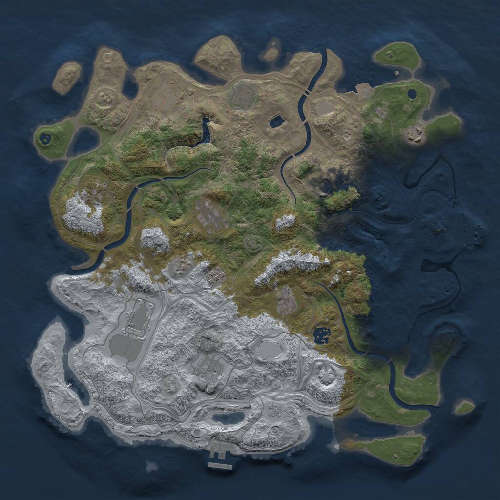 Rust Map: Procedural Map, Size: 4250, Seed: 873415240, 17 Monuments