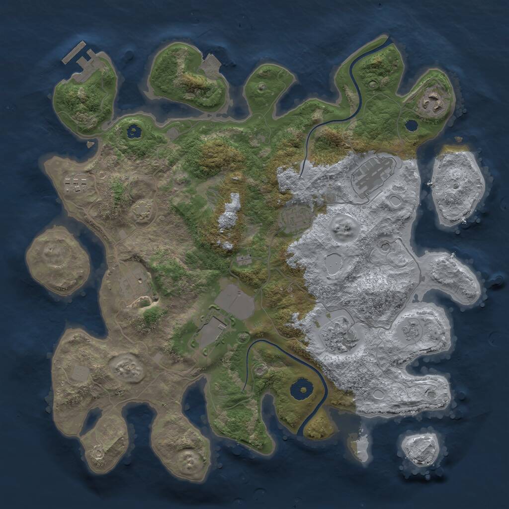 Rust Map: Procedural Map, Size: 3500, Seed: 789290503, 12 Monuments