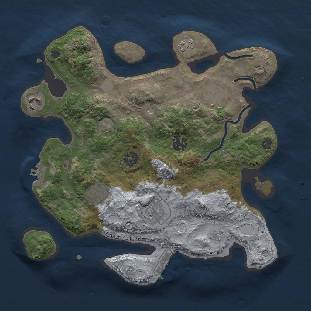 Rust Map: Procedural Map, Size: 3000, Seed: 487350072, 13 Monuments