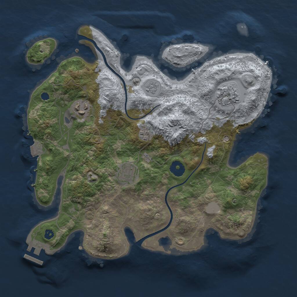 Rust Map: Procedural Map, Size: 3000, Seed: 2139301905, 7 Monuments