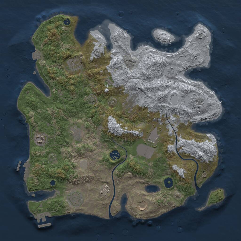 Rust Map: Procedural Map, Size: 3700, Seed: 241393621, 15 Monuments