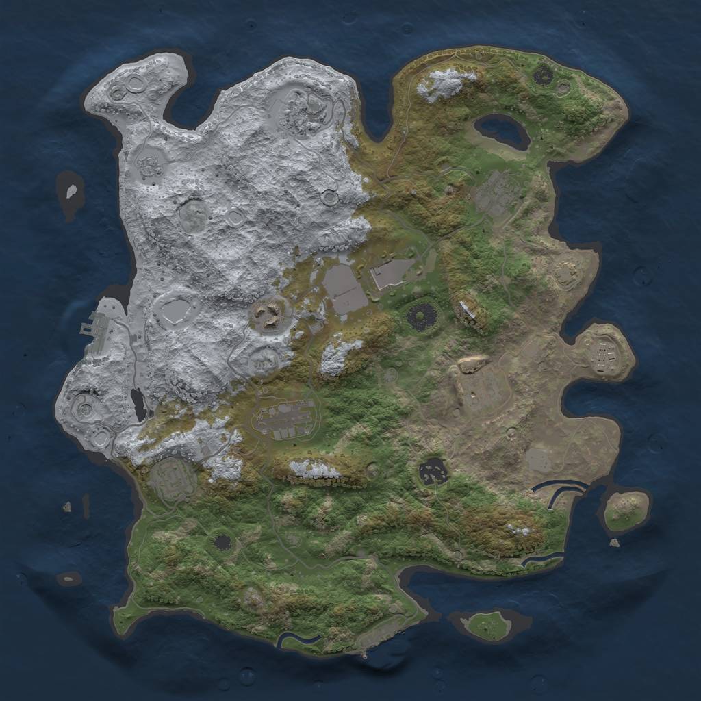 Rust Map: Procedural Map, Size: 3700, Seed: 745451, 17 Monuments