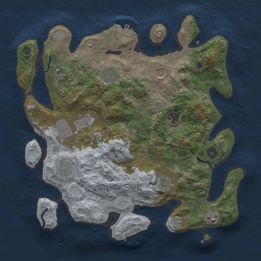 Rust Map: Procedural Map, Size: 3500, Seed: 1716663520, 16 Monuments