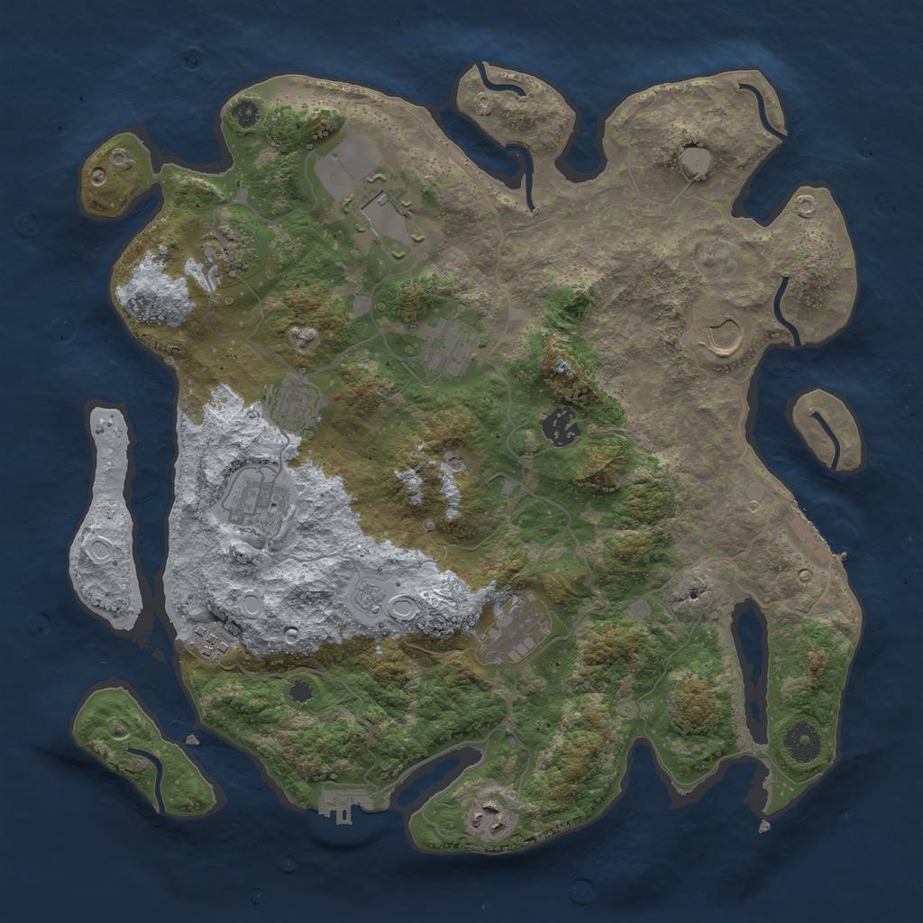 Rust Map: Procedural Map, Size: 3700, Seed: 379512771, 17 Monuments