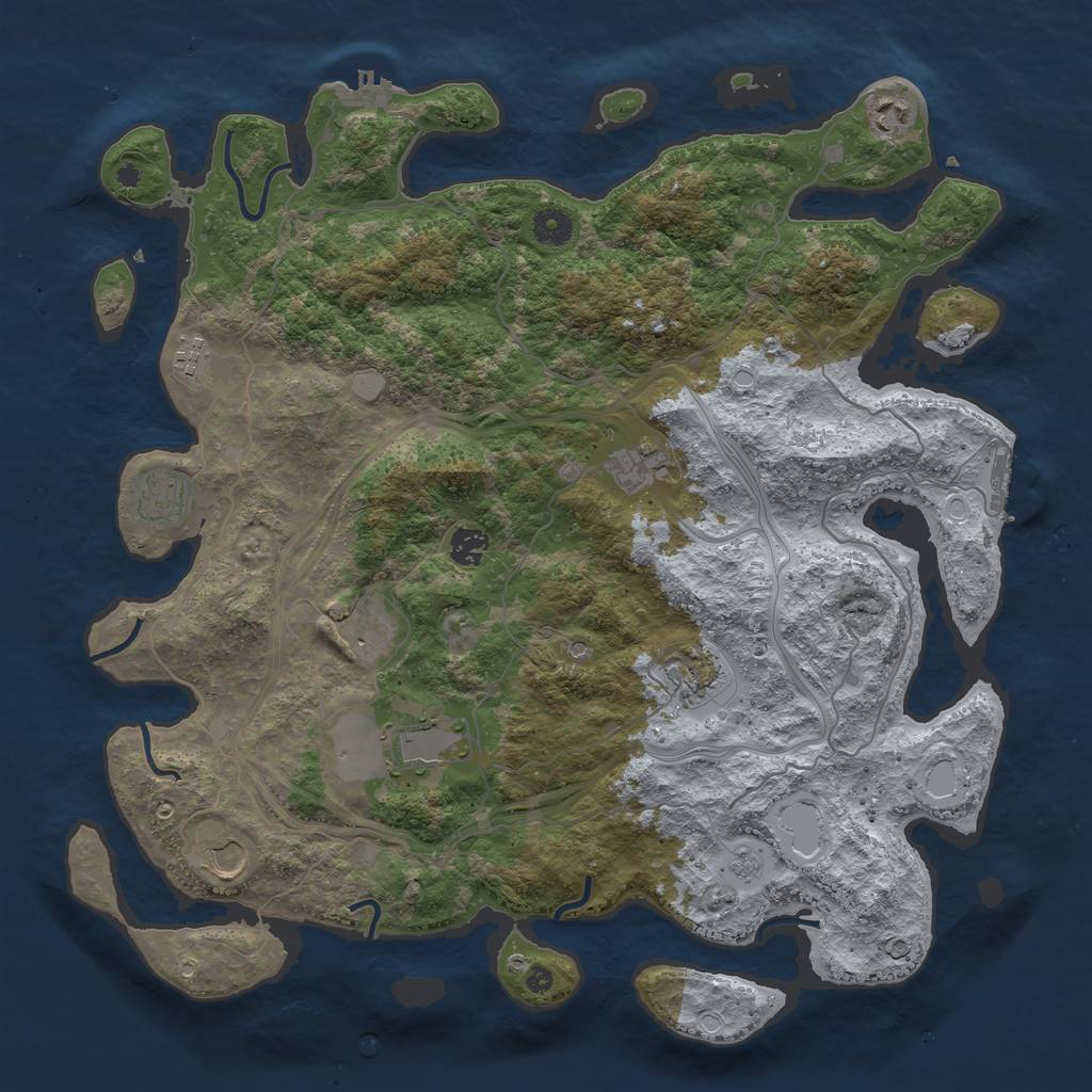 Rust Map: Procedural Map, Size: 4250, Seed: 30999, 16 Monuments