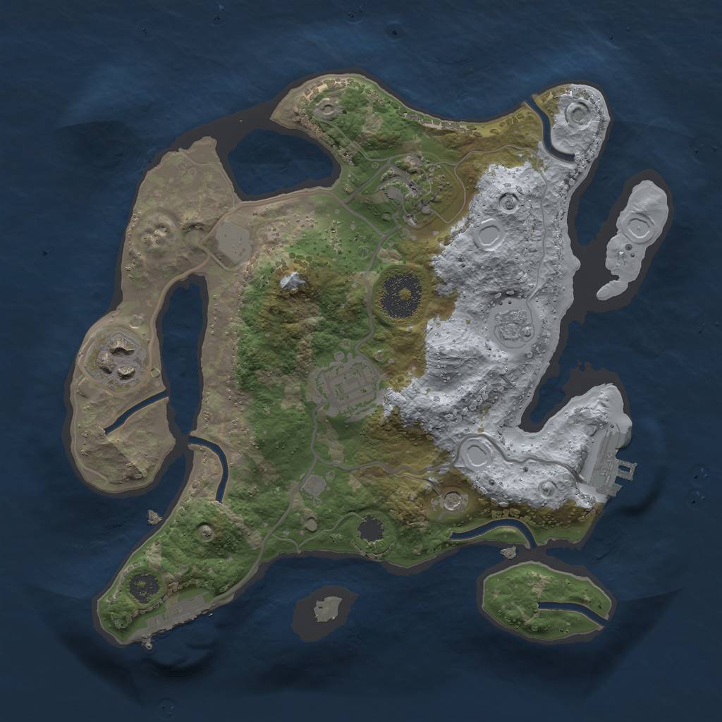 Rust Map: Procedural Map, Size: 2500, Seed: 1239800270, 10 Monuments