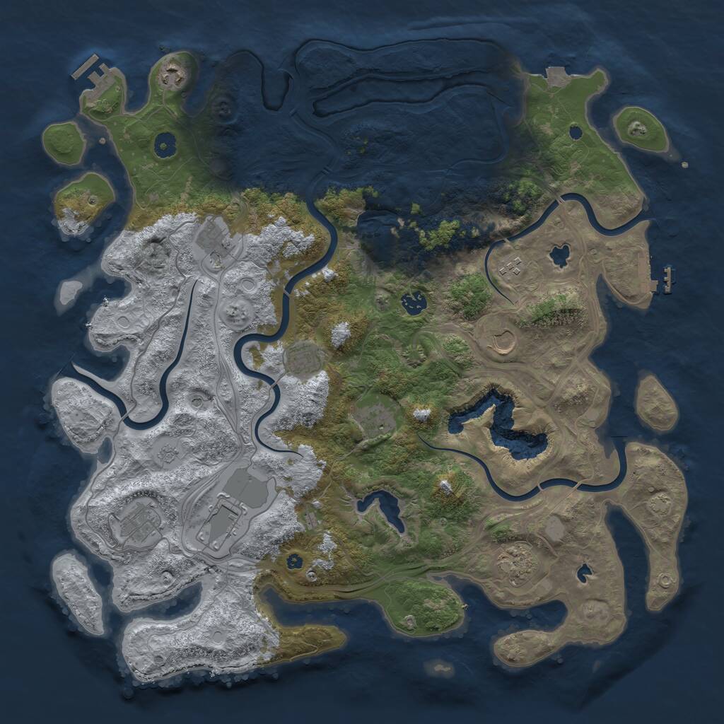 Rust Map: Procedural Map, Size: 4500, Seed: 1374170169, 16 Monuments