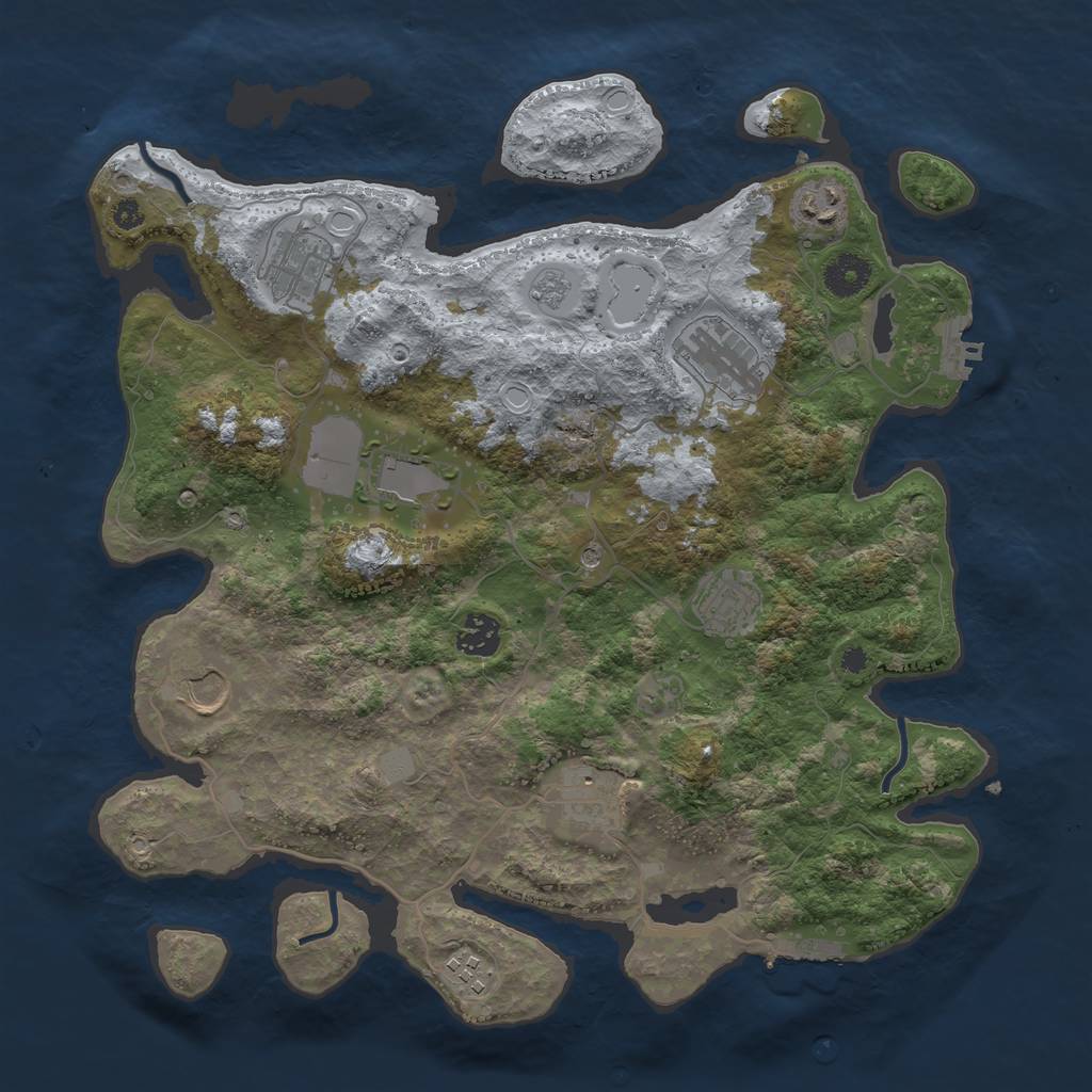 Rust Map: Procedural Map, Size: 3700, Seed: 2072824709, 16 Monuments