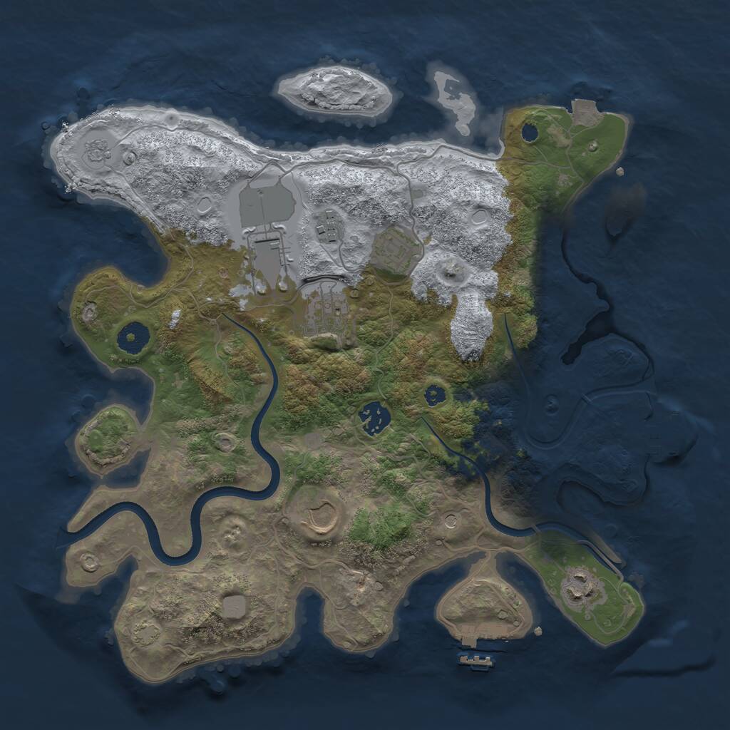 Rust Map: Procedural Map, Size: 3500, Seed: 61423555, 13 Monuments
