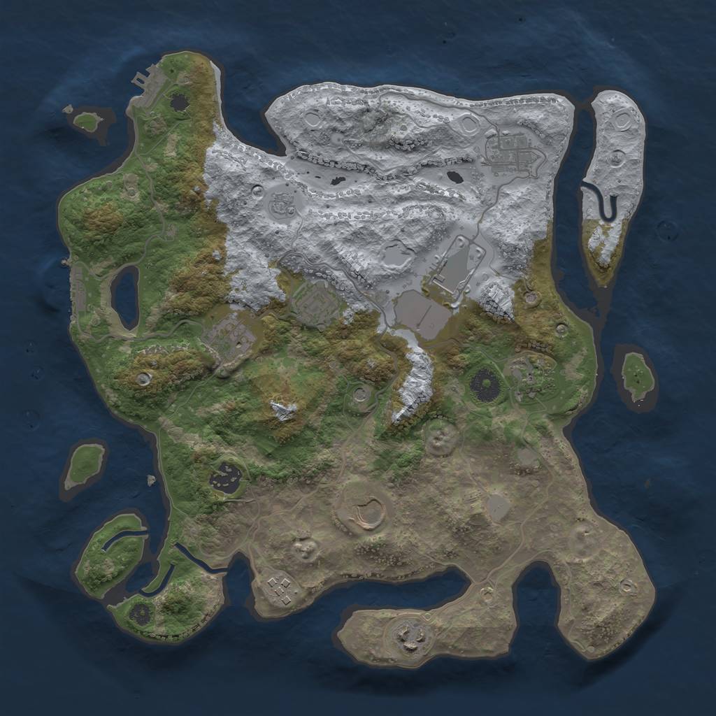 Rust Map: Procedural Map, Size: 3500, Seed: 1475067345, 16 Monuments