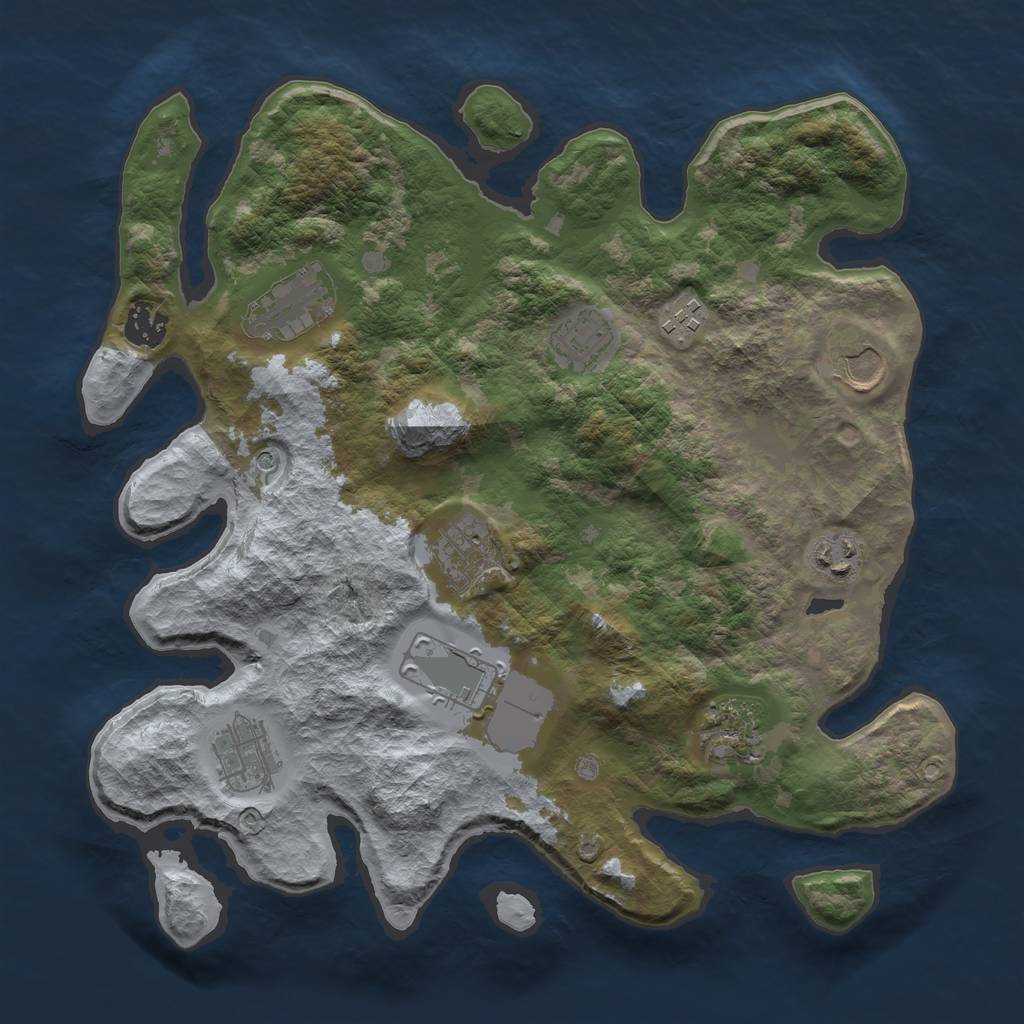 Rust Map: Barren, Size: 3500, Seed: 1380021817, 13 Monuments