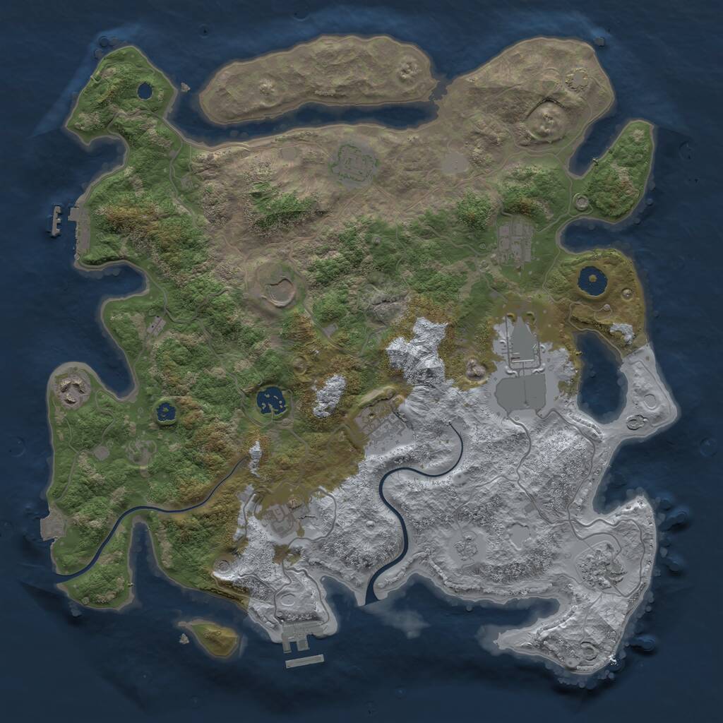 Rust Map: Procedural Map, Size: 3800, Seed: 42072668, 15 Monuments
