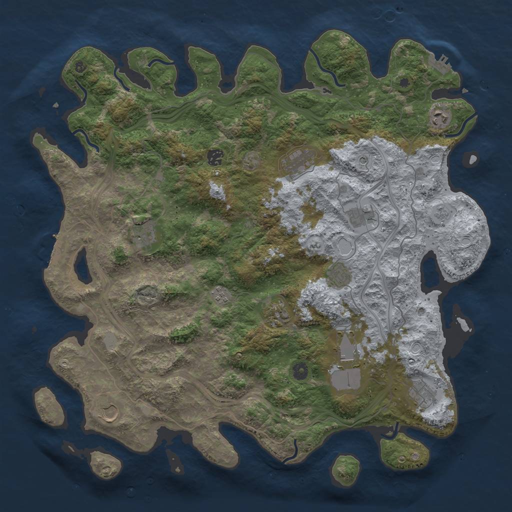 Rust Map: Procedural Map, Size: 4500, Seed: 2138751698, 18 Monuments