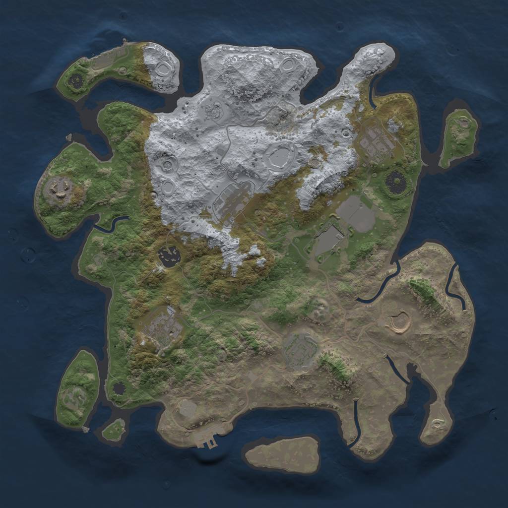 Rust Map: Procedural Map, Size: 3500, Seed: 30499337, 15 Monuments