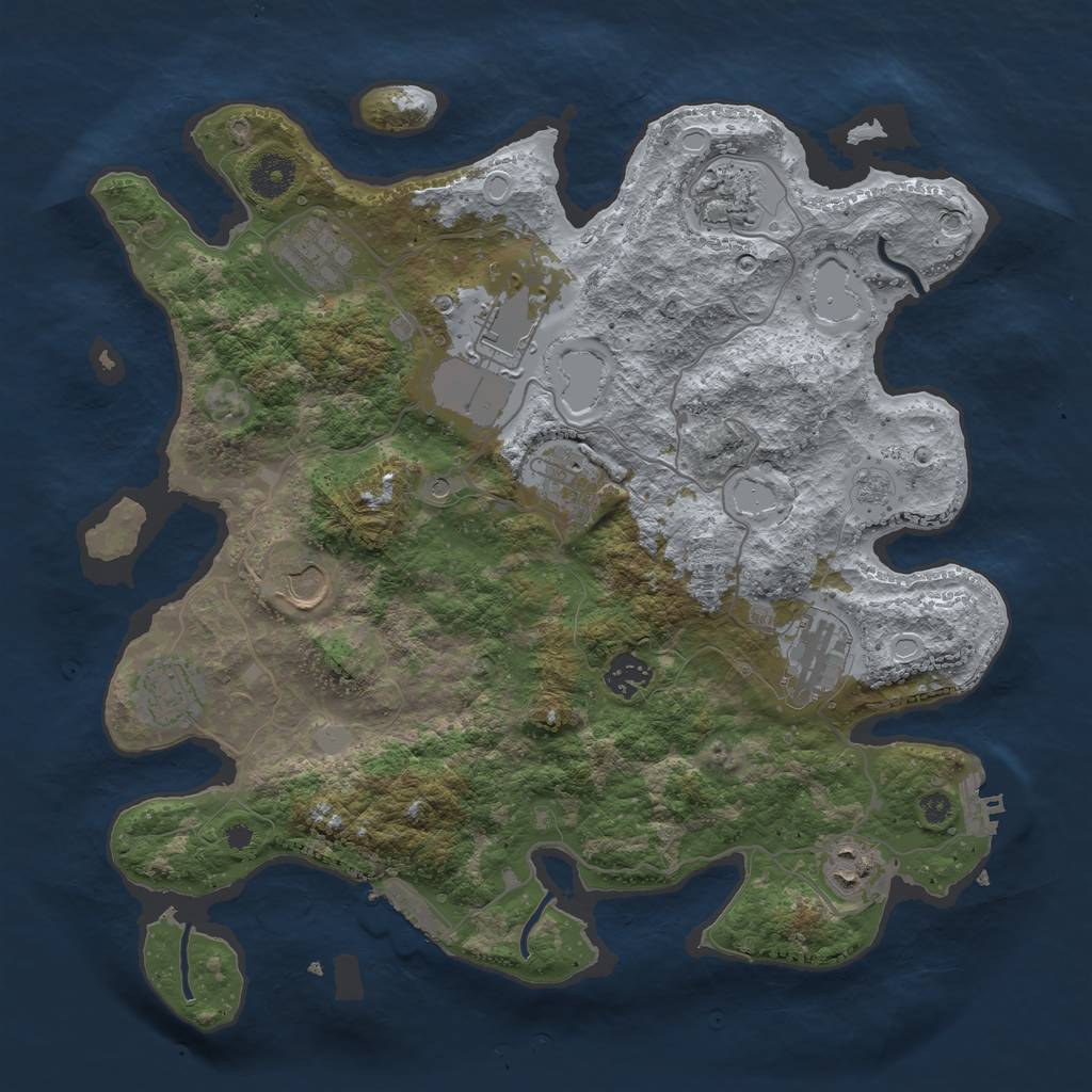 Rust Map: Procedural Map, Size: 3700, Seed: 1035599283, 16 Monuments