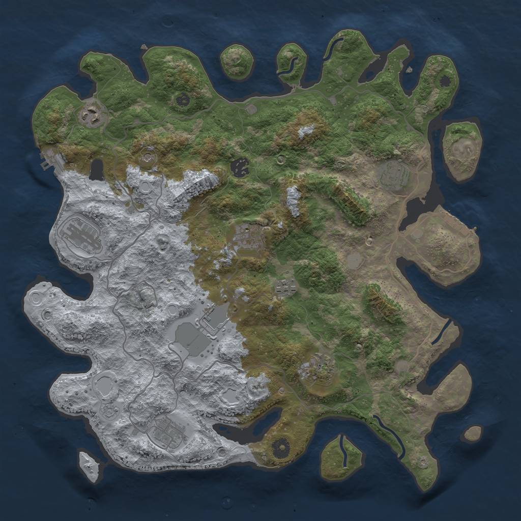 Rust Map: Procedural Map, Size: 4000, Seed: 1442285532, 16 Monuments