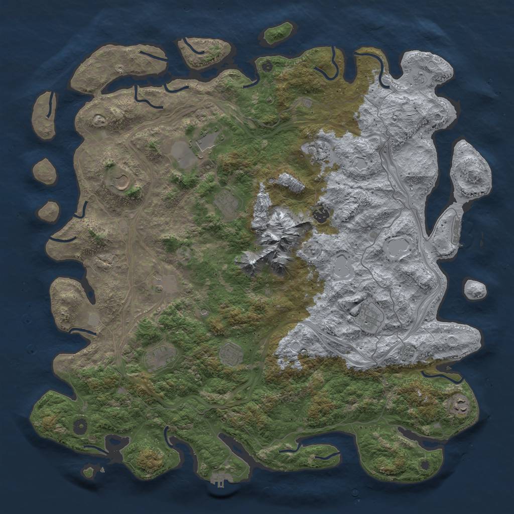 Rust Map: Procedural Map, Size: 5000, Seed: 7014, 18 Monuments