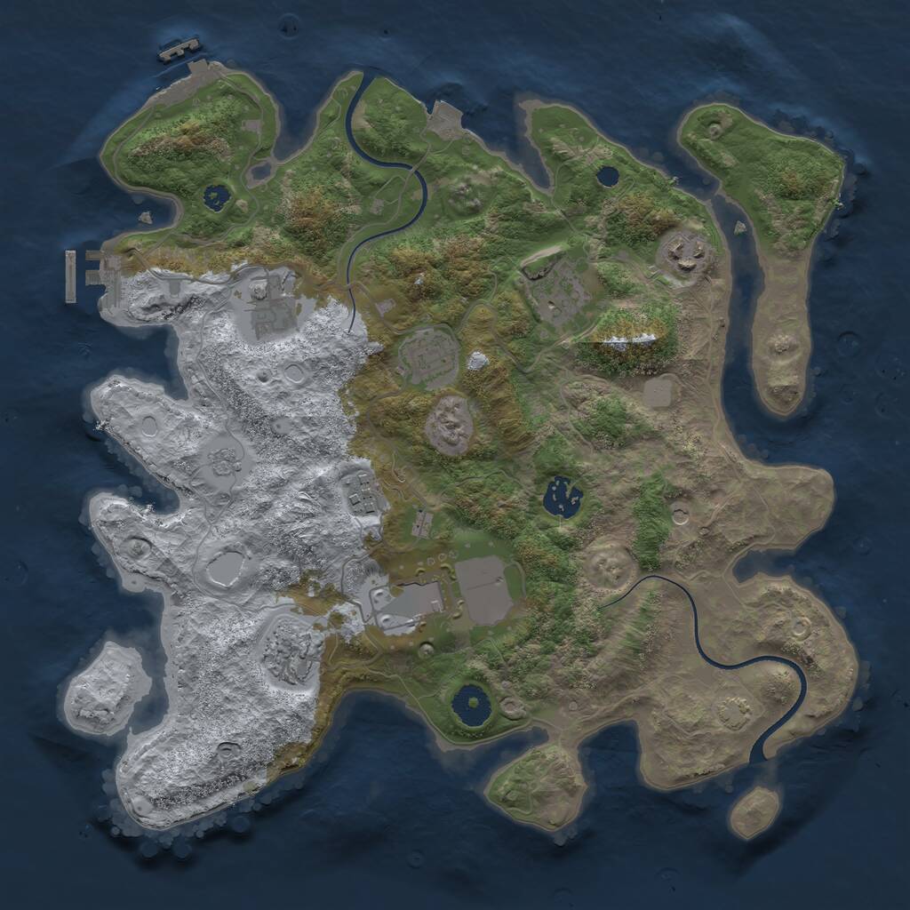 Rust Map: Procedural Map, Size: 3500, Seed: 2085815627, 14 Monuments