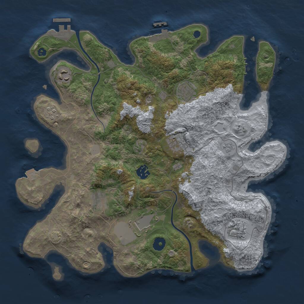 Rust Map: Procedural Map, Size: 3500, Seed: 20972119, 14 Monuments