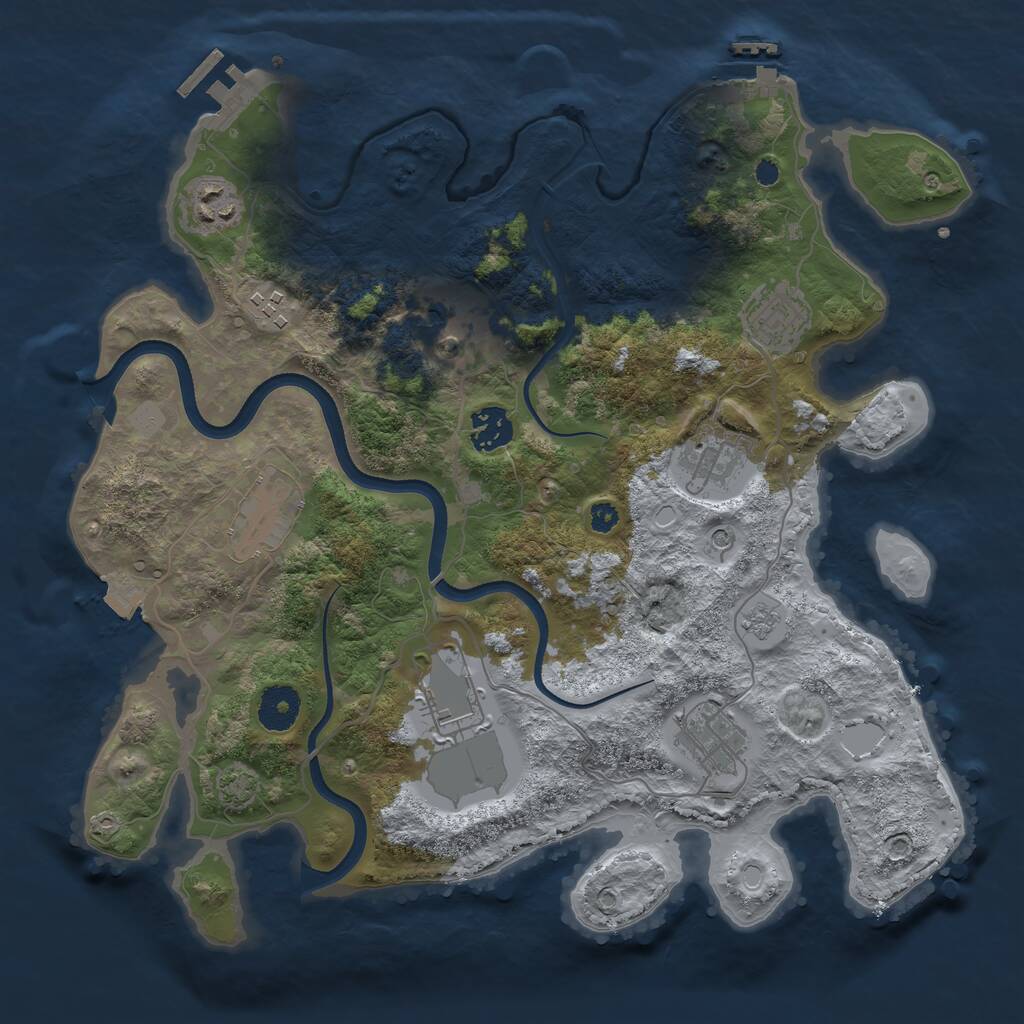 Rust Map: Procedural Map, Size: 3500, Seed: 6987079, 15 Monuments