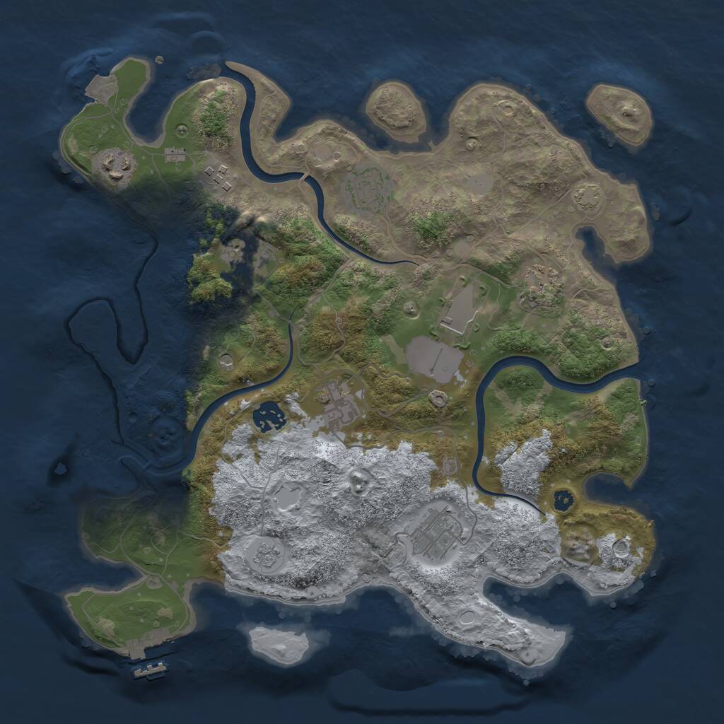 Rust Map: Procedural Map, Size: 3500, Seed: 674785421, 14 Monuments