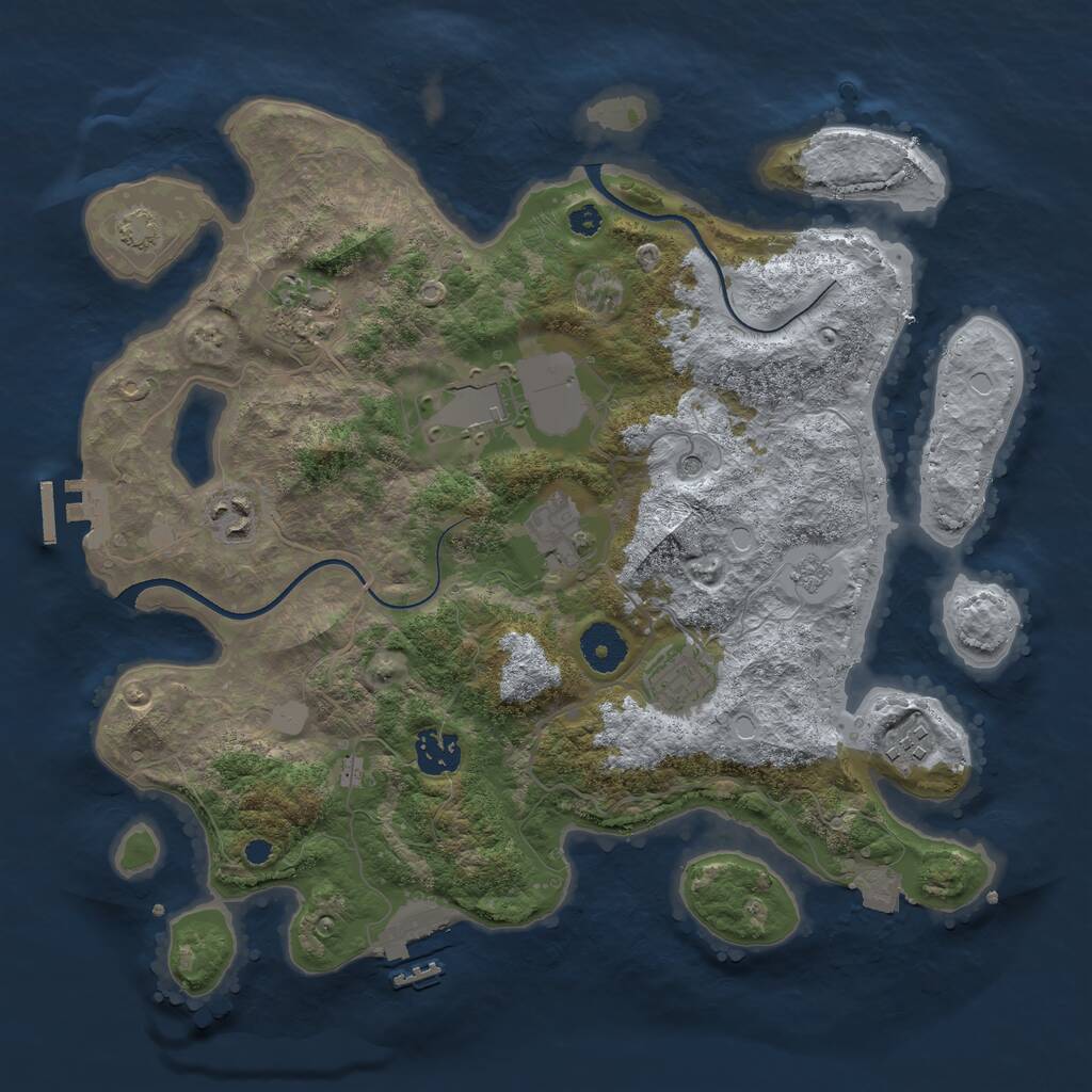 Rust Map: Procedural Map, Size: 3500, Seed: 20230210, 13 Monuments
