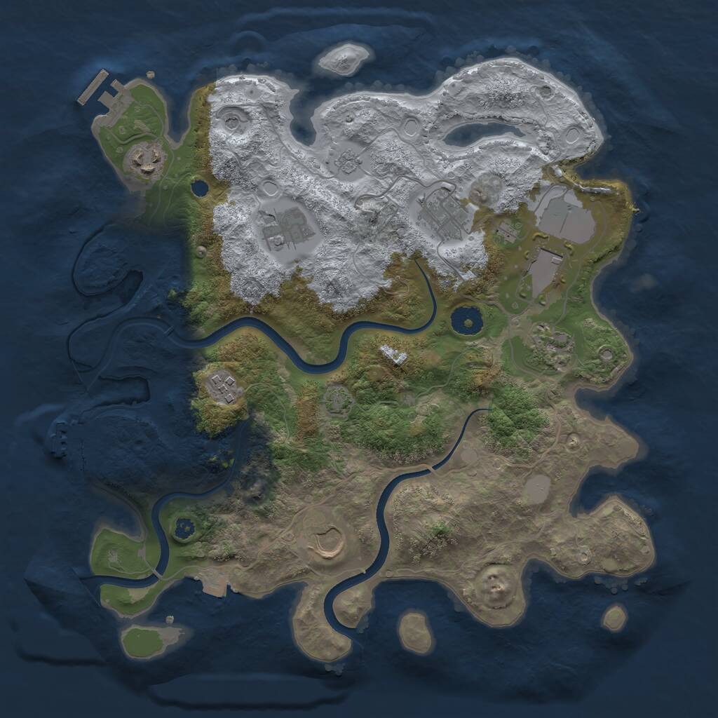 Rust Map: Procedural Map, Size: 3500, Seed: 96341698, 13 Monuments