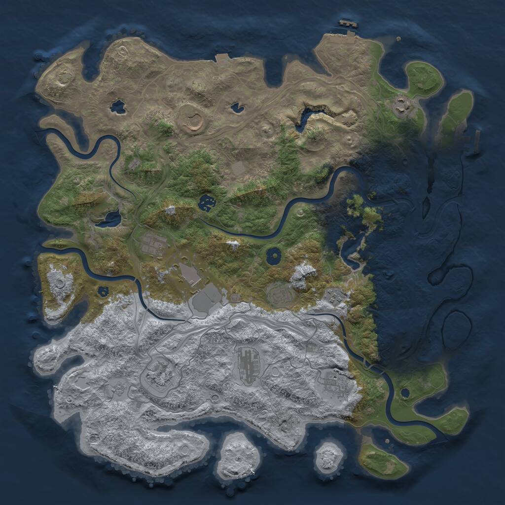 Rust Map: Procedural Map, Size: 4500, Seed: 786801349, 16 Monuments