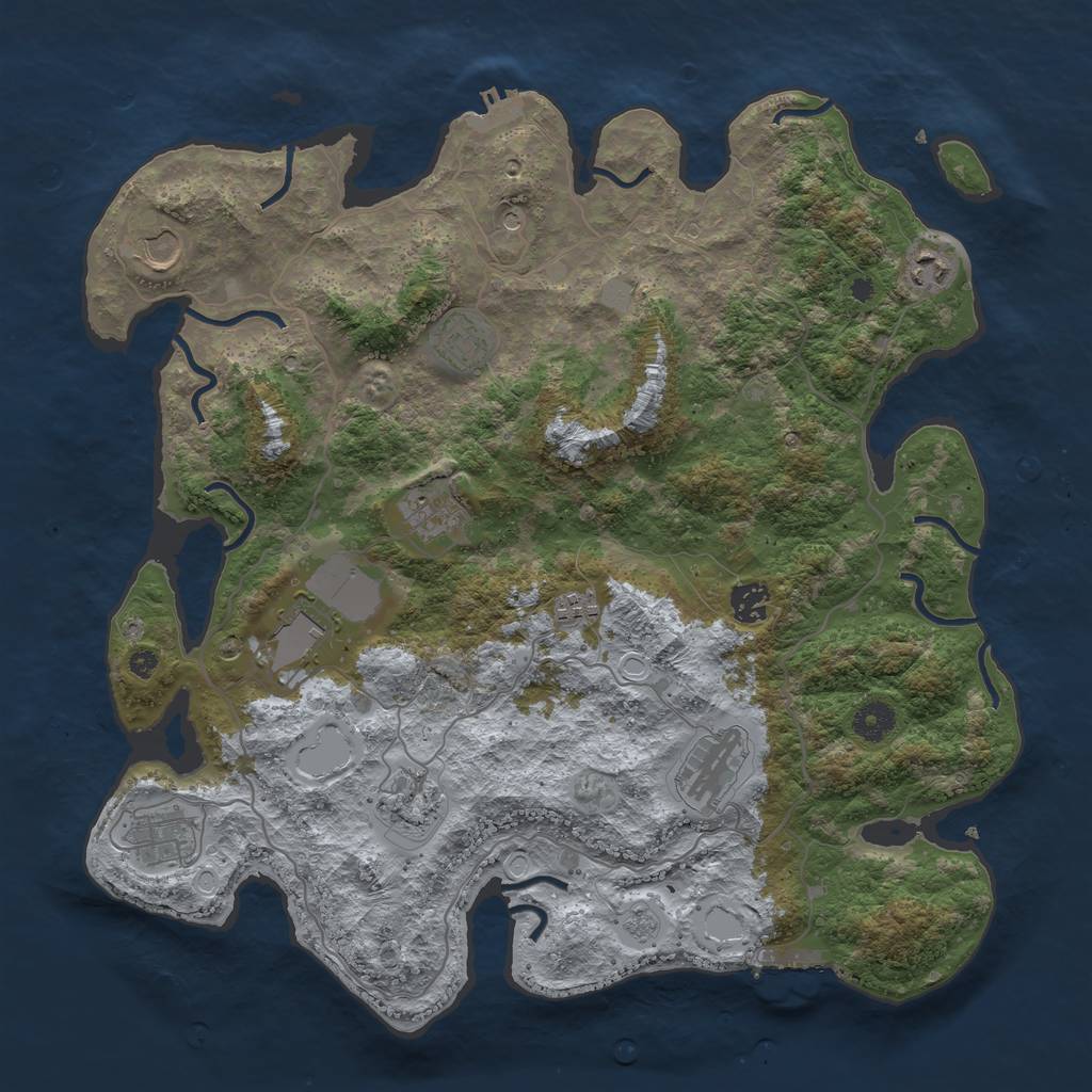 Rust Map: Procedural Map, Size: 4019, Seed: 51632, 17 Monuments