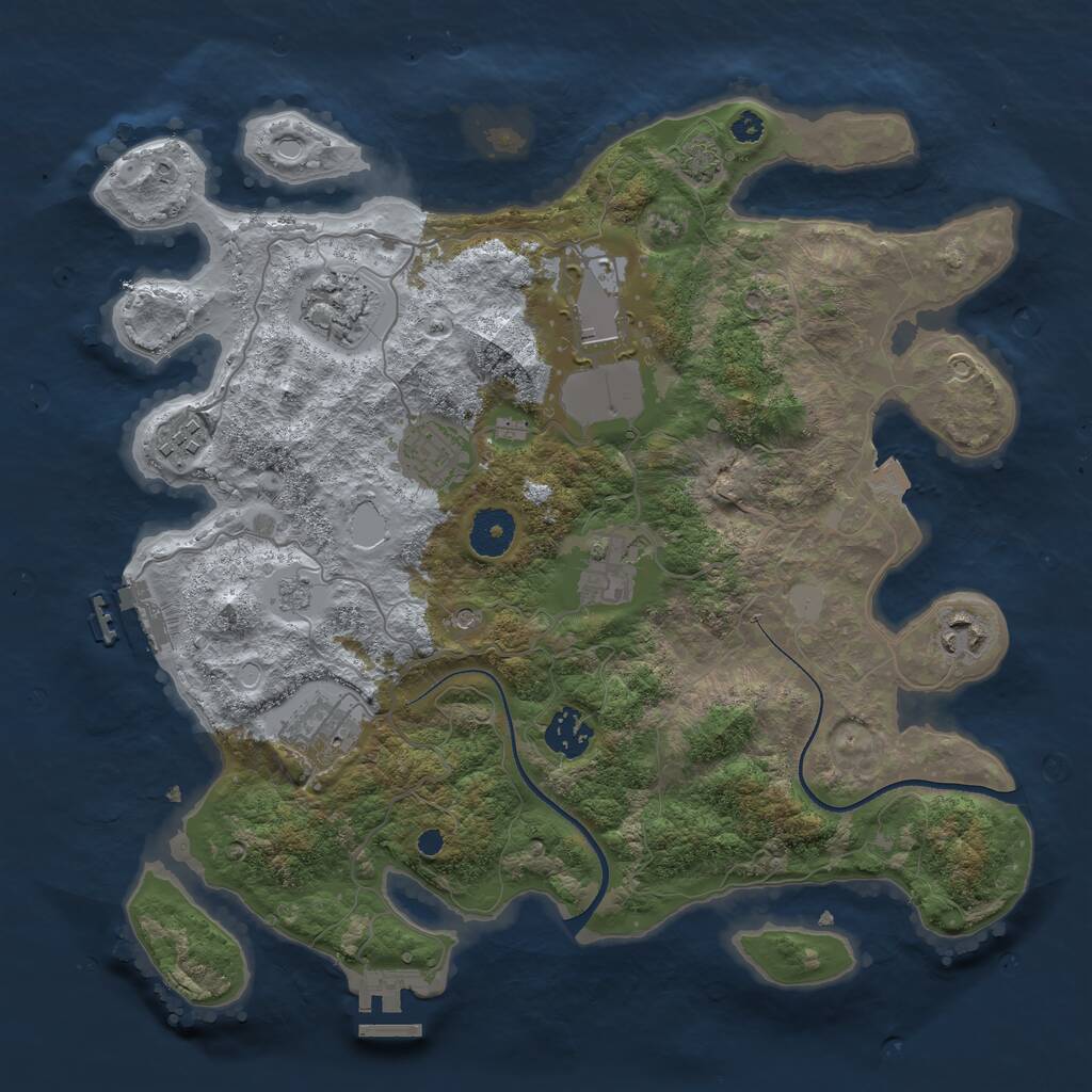 Rust Map: Procedural Map, Size: 3500, Seed: 72955455, 14 Monuments