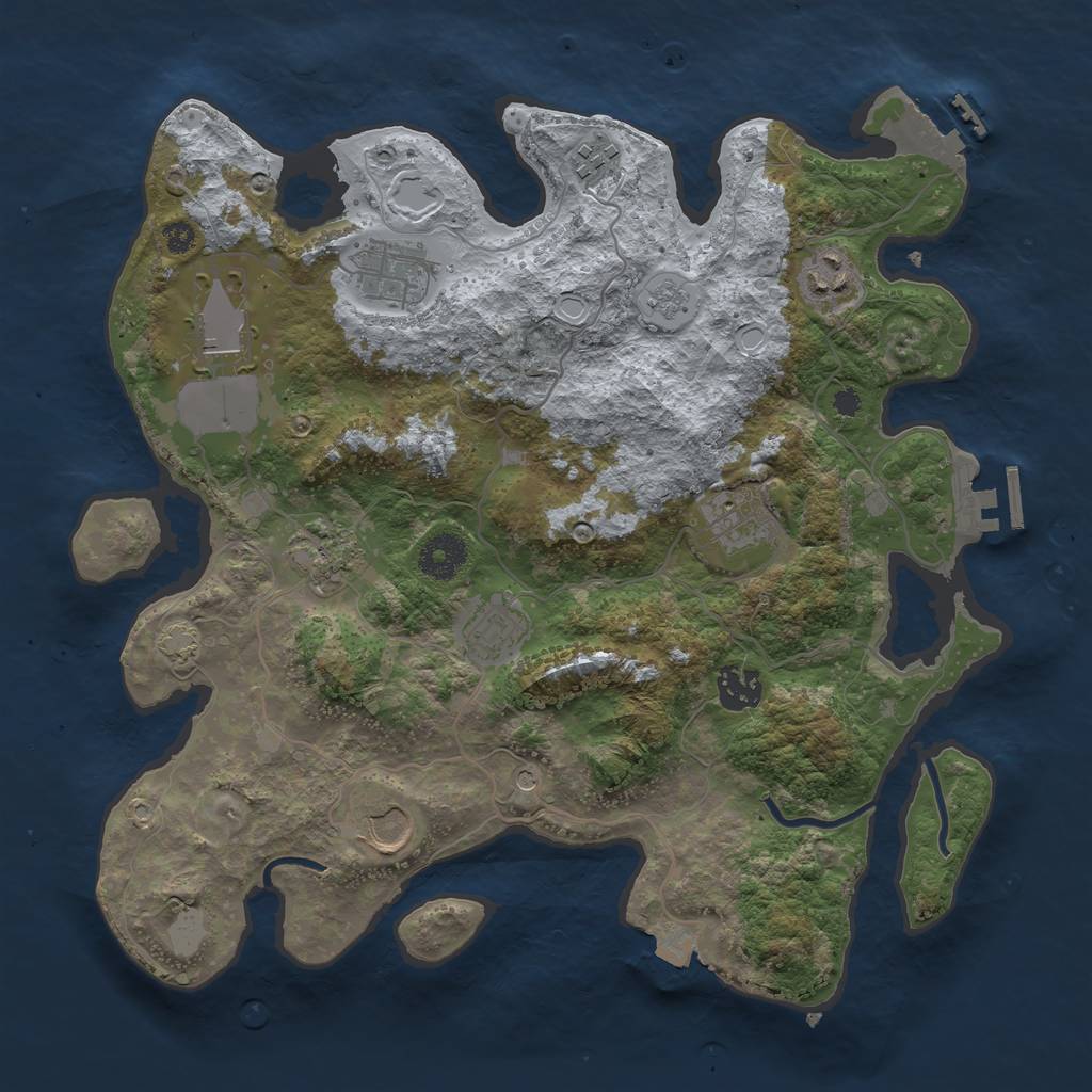 Rust Map: Procedural Map, Size: 3500, Seed: 40001602, 17 Monuments